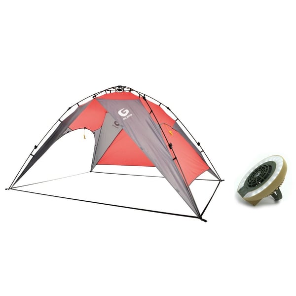 Family Camping Set: 8-Person Tent and LED Lantern with GURO Fan