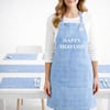 Premium Kitchen Set: Blue and White Apron, Runner & Towels
