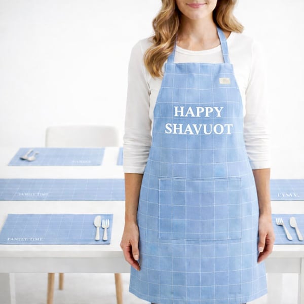 Premium Kitchen Set: Blue and White Apron, Runner & Towels