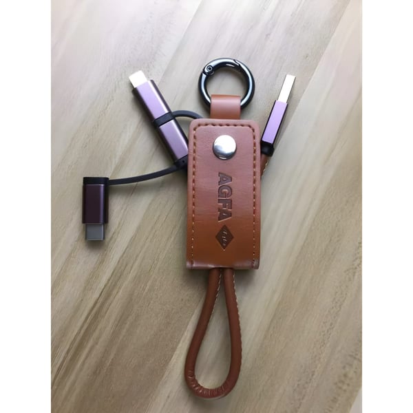 Leather-like Charging Cable with 3 Connectors
