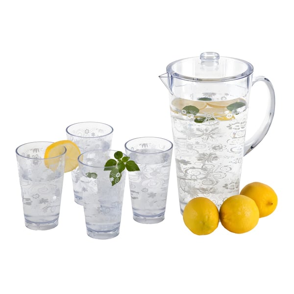 Decorative Pitcher and Glass Set for Beverage Serving