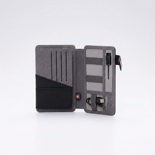 תיק עסקים יוקרתי של SWISS עם נרתיק לדרכון וסוללת גיבוי