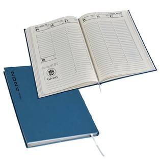 יומן שבועי יוקרתי כחול שוליים כסופים תשפ''ג 2023-2024 ל-16 חודש משולב עם מחברת עסקים 24 עמוד מבית המותג גבעוני