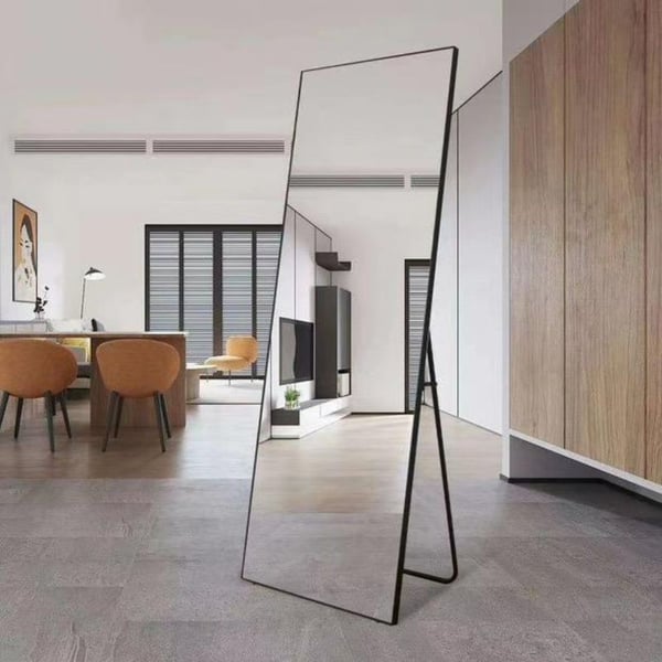 Stylish Full-Length Mirror with Black Aluminum Frame - Made in Israel