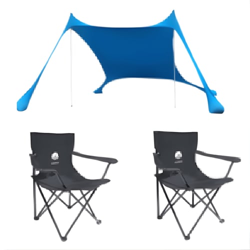 זוג כיסאות מתקפלים עם ציליה לקמפינג וטיולים