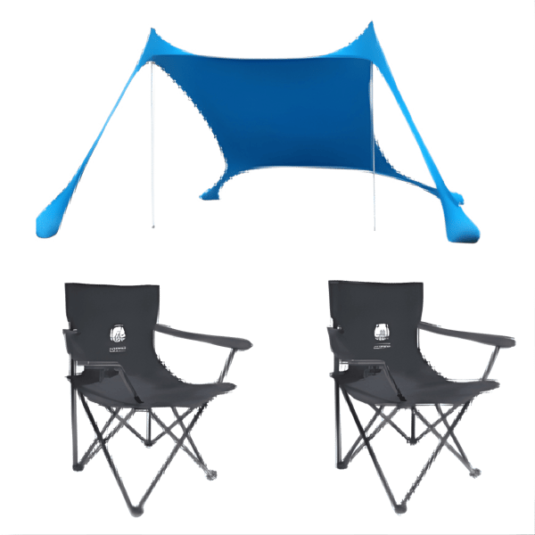זוג כיסאות מתקפלים עם ציליה לקמפינג וטיולים