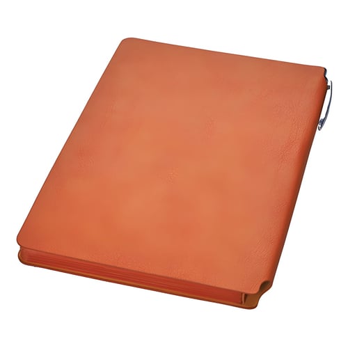 מחברת עסקים A5 מקום לעט בכריכה פתיחה עברית / אנגלית - כתום