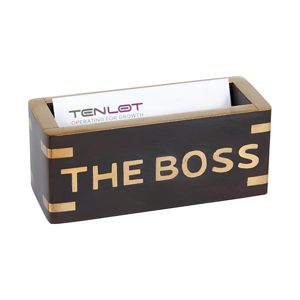 מעמד כרטיסי ביקור יוקרתי מעץ ונחושת BOSS