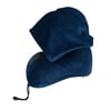 "MEMORY FOAM" כרית נסיעות לצוואר מרופדת עם קפוצ'ון בתיק PVC קשיח עגול - כחול