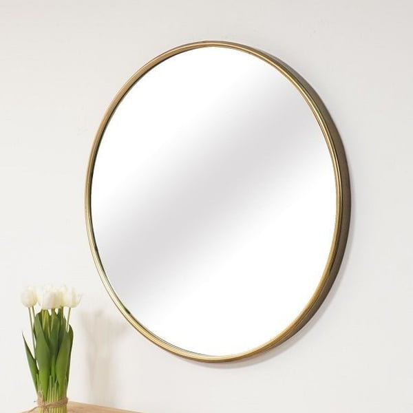 Elegant Wall Mirror with Antique Gold Aluminum Frame