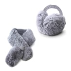 סט צעיף ומחמם אוזניים פרווה איסלנדית