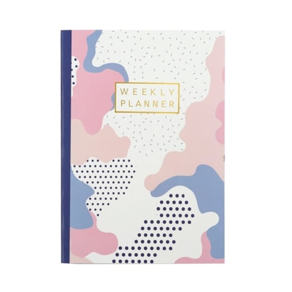 Stylish Planning Notebook in Pink, White, and Blue
