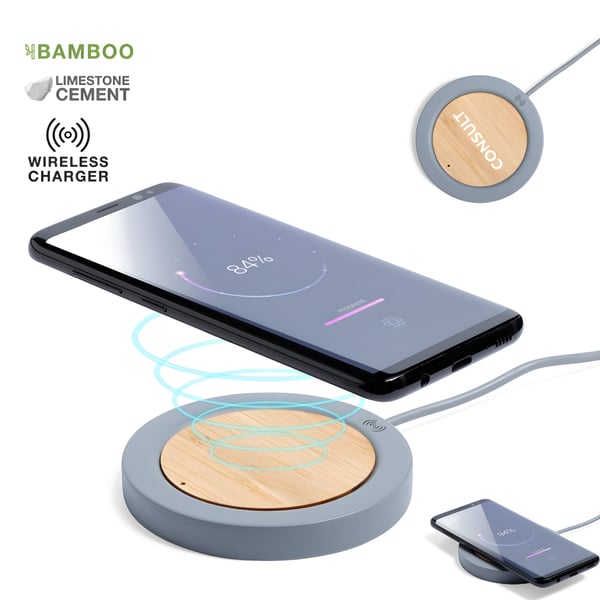 Unique Wireless Charger Made of Concrete and Bamboo