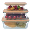 Set of 3 Glass and Bamboo Storage Containers for a Modern Kitchen