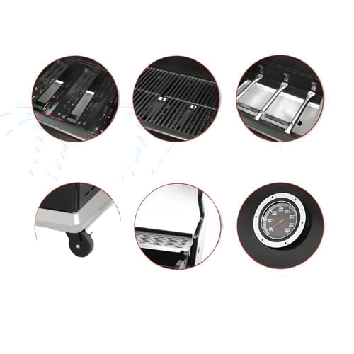 גריל גז 4 מבערים HEAT RED עם כיסוי ומדפי צד מתקפלים