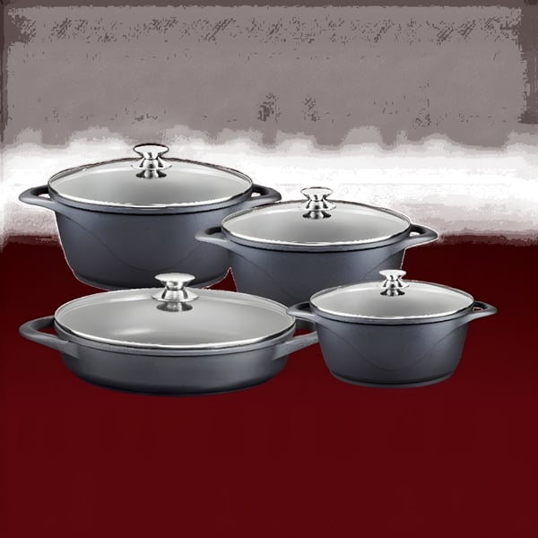 סט סירים 8 חלקים מסדרת BLACK SHALE, יציקת אלומיניום