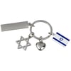 Metal Keychain with Hamsa, Heart, and Israeli Flag with Branding Plate