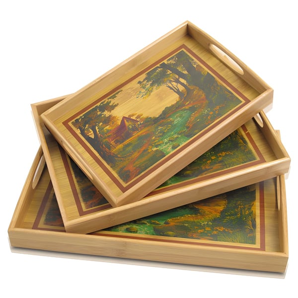 Stylish Bamboo Dinner Tray Set in Three Sizes