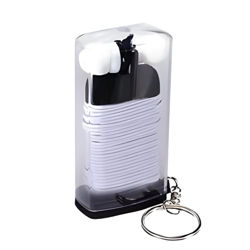 אוזניות איכותיות עם קופסאת נשיאה נוחה ומחזיק מפתחות