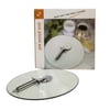 Round Glass Serving Tray with Pizza & Focaccia Cutter