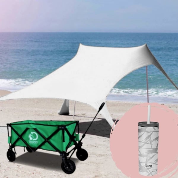 Perfect Summer Bundle with Lycra Canopy, Cart, and Thermal Mug