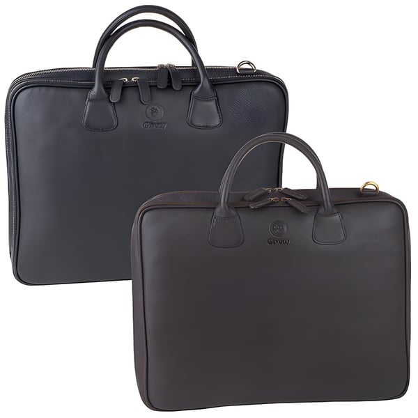 Premium Leather Business Bag for Laptop Up to 17.3 Inches with Dual Main Compartment