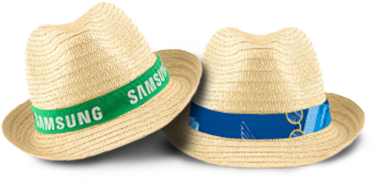 כובע קש אופנתי עם סרט ממותג