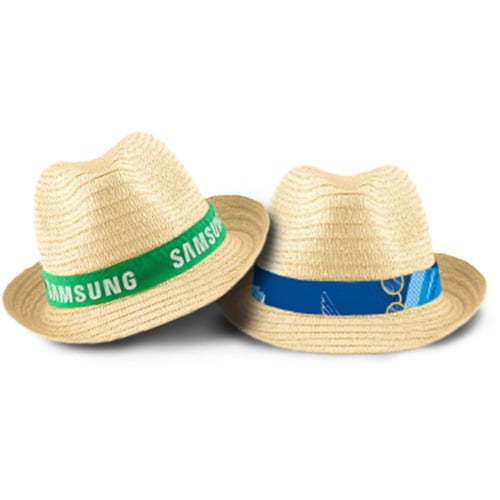 כובע קש אופנתי עם סרט ממותג