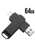 שחור/Black - דיסק און קי 64G (זיכרון נייד) USB TYPE-C קופסת מתכת