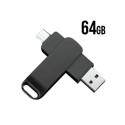 שחור/Black - דיסק און קי 64G (זיכרון נייד) USB TYPE-C קופסת מתכת