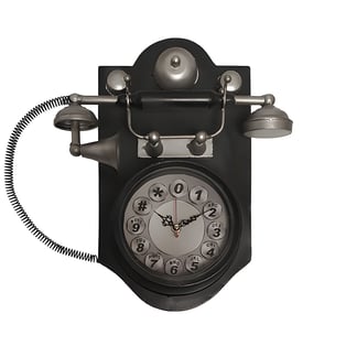 שעון קיר רטרו בצורת טלפון וינטאג' קלאסי