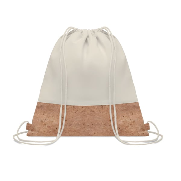 Cotton Twill Drawstring Bag with Cork Accent