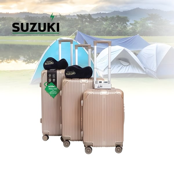 סט מזוודות SUZUKI ENERGY שמפניה עם כריות ומשקל