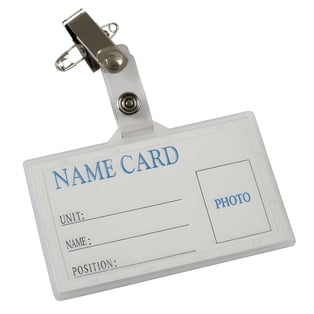 תג עובד שקוף קשיח עם תפסן תנין מתכתי