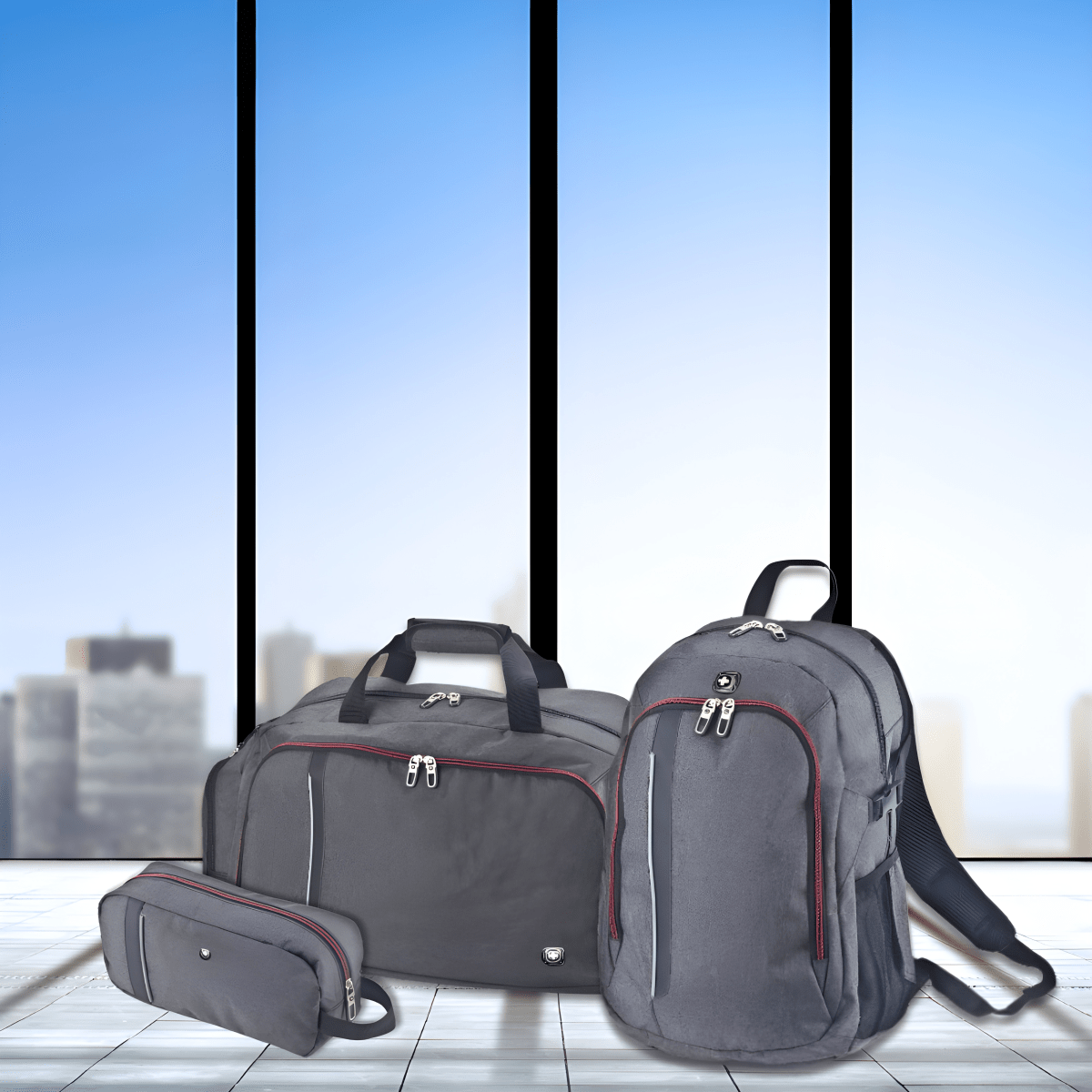 סט תיקי נסיעה עמידים למים עם צ'ימדן, תיק גב ותיק רחצה SWISS SGB