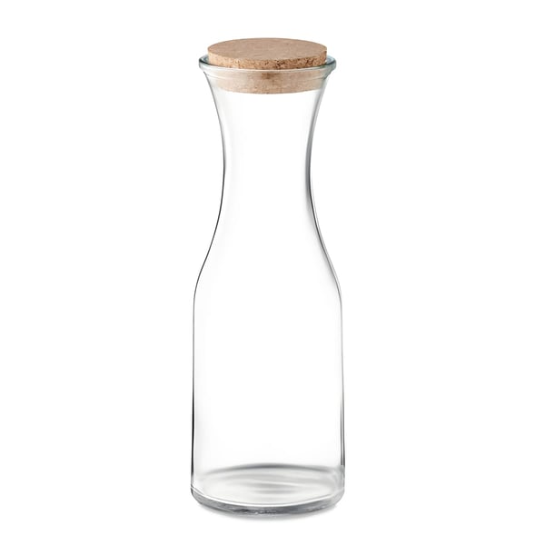 Recycled Glass Carafe with Natural Cork Lid – 1L
