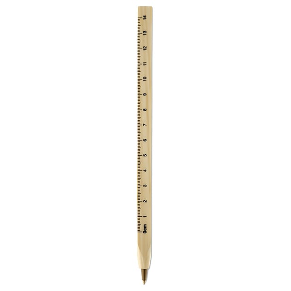 Wooden Ruler with Blue Ink Pen