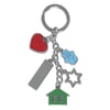 Elegant Keychain Gift Set: Home, Heart, Hamsa & Star of David