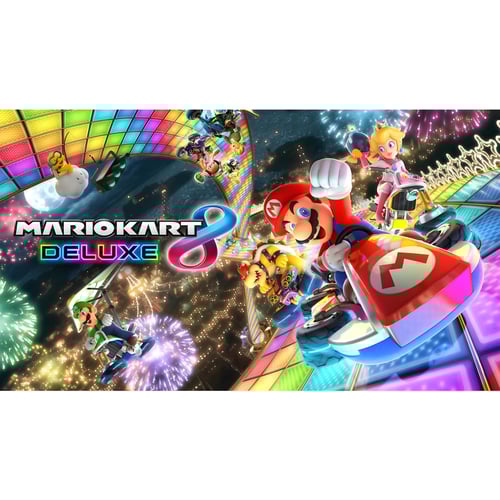 מארז Nintendo Switch כולל ג'וי-קון כחול ואדום, משחק Mario Kart 8 Deluxe ונרתיק מריו