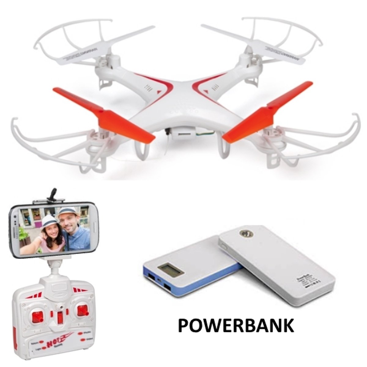 חבילת רחפן מתקדם עם משדר אלחוטי ומטען נייד 8000mAh