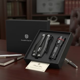 סט לדרמן יוקרתי עם פנס POLOSWISS באריזת מתנה