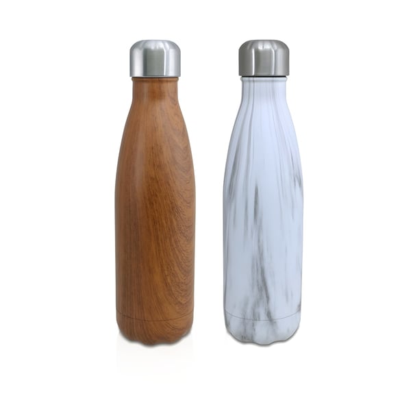 ThermoGuard Stainless Steel Thermal Bottle - Wood & Marble Designs