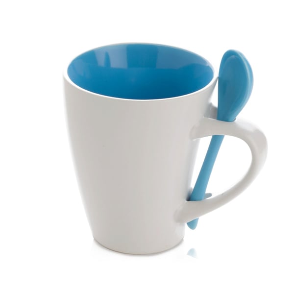 ספל קרמיקה עם כפית - מתנה עסקית מעוצבת