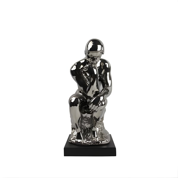 פסל האיש החושב כסוף קטן - יצירת אמנות מעוררת השראה