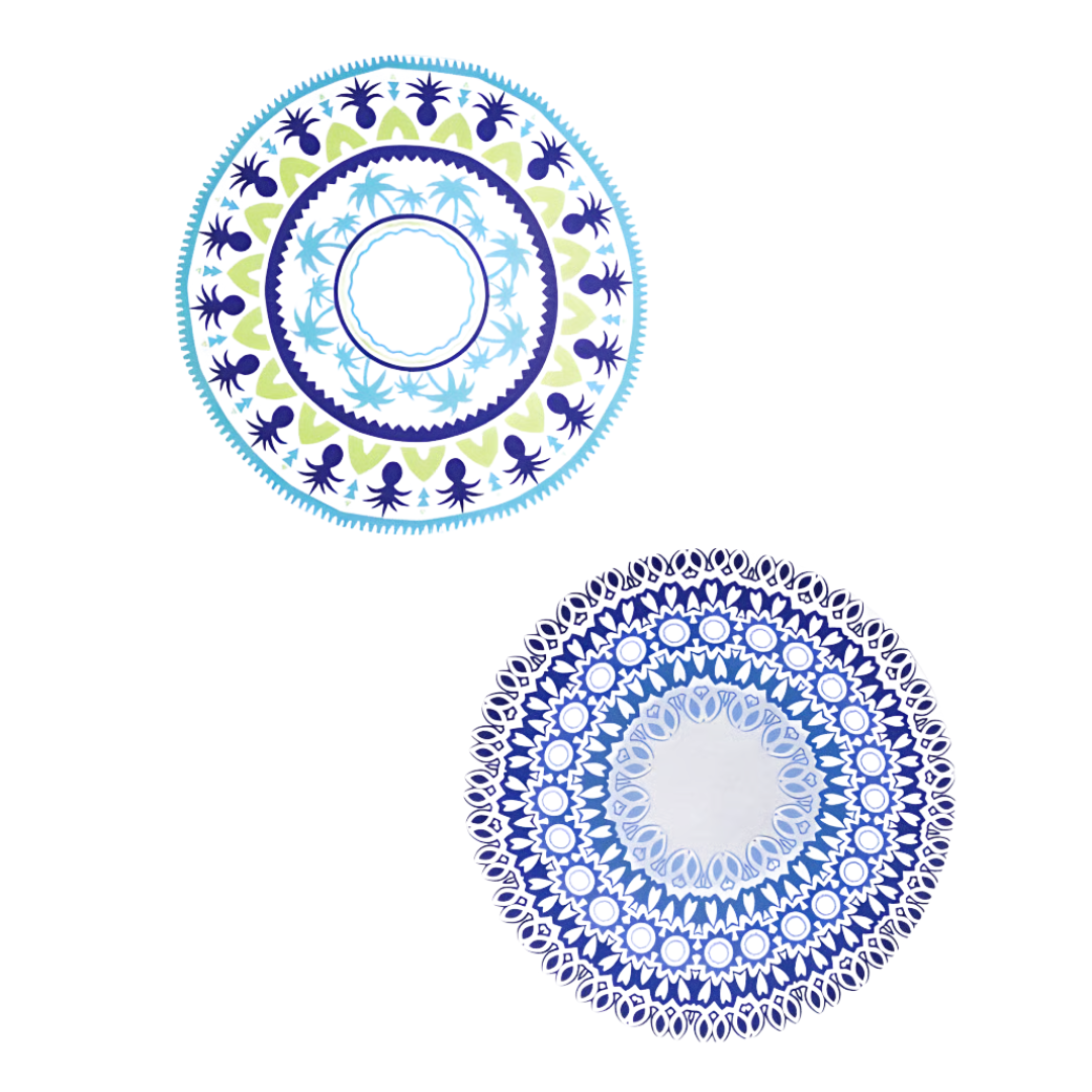 מגבת חוף עגולה עם תיק נשיאה מעוצב - קוטר 150 ס"מ