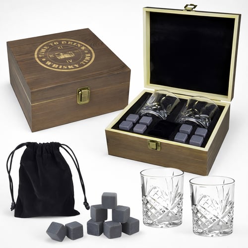 Whiskey Gift Set with Glasses and Ice Stones in Elegant Box