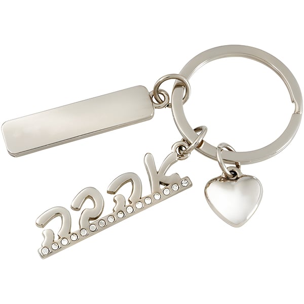 Designer Keychain with Tag and Heart Pendant