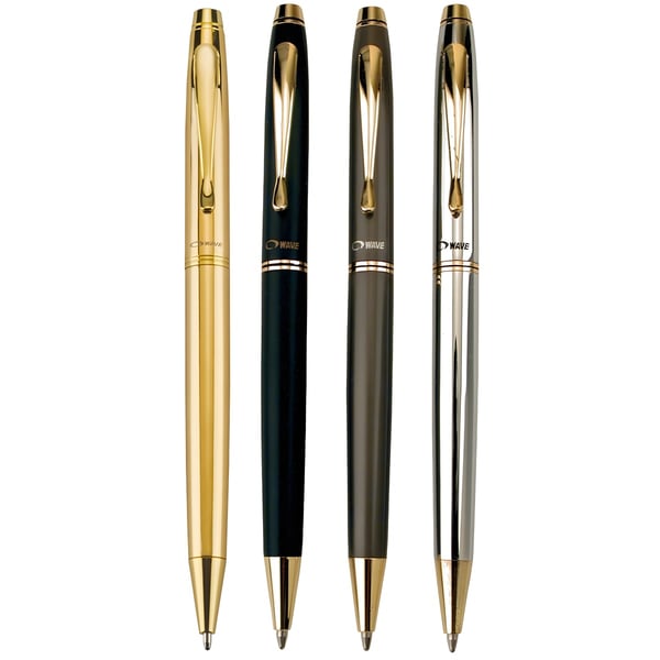 עט כדורי יוקרתי עם גוף מתכתי בצבע זהב