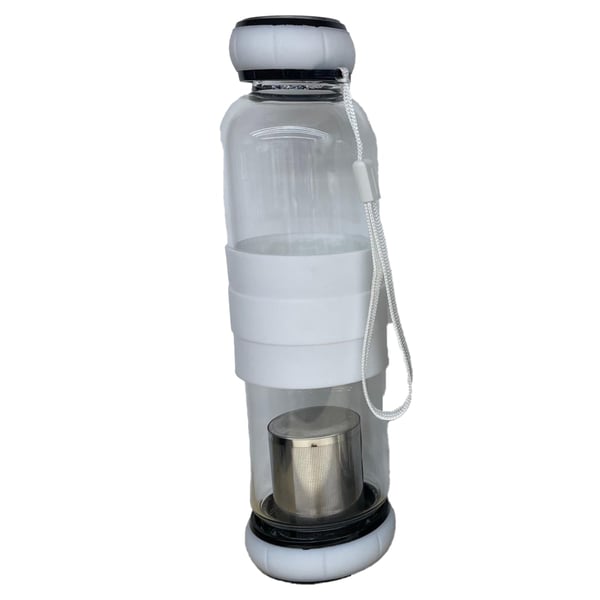 Portable Water Bottle with Tea Compartment and Carry Strap