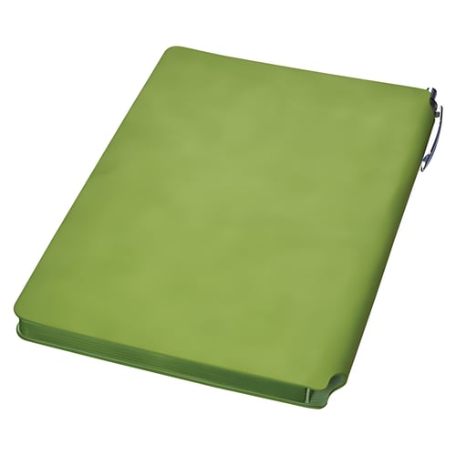 מחברת עסקים A5 מקום לעט בכריכה פתיחה עברית / אנגלית - ירוק